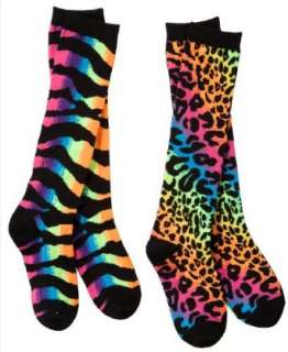   Child Neon Leopard and Neon Zebra Knee High Socks [Apparel] Clothing