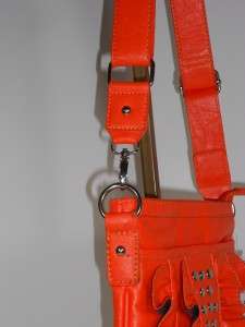 Ruffled Studded Orange Cross Body Handbag  