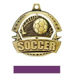   Soccer Medals M 720S GOLD MEDAL/PURPLE RIBBON 2.25