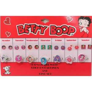  7 Dats Betty Boop Rings & Earrings set (for kids)  14 pcs 