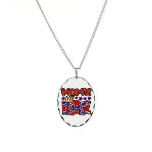  Necklace Oval Charm Moms Lil Rebel   Confederate Flag 