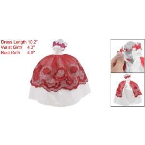  Como Red Embroidered Gauze Layer Floral Trim Spaghetti 