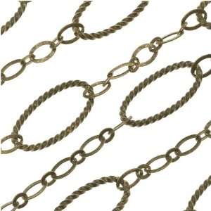  Antiqued Brass Long Short Rope Textured Oval Chain 13.5mm 