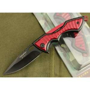  red steel folding folder knife rescue knife titanium