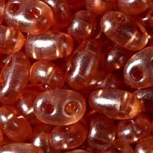  TWN08318 Crystal Peach Pearl Czech Twin Seed Beads Tube 