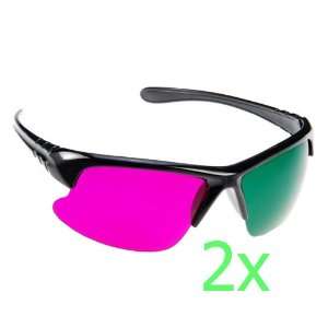 GTMax 2x ProX Style 3D Glasses   Magenta / Green Plastic 3D Glasses 