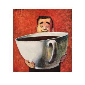  Man and Huge Coffee Cup Premium Giclee Poster Print, 24x32 