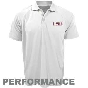  LSU Tigers White Team Logo Textured Performance Polo 