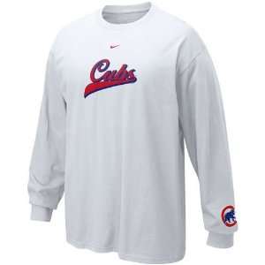  Nike Chicago Cubs White Slider Long Sleeve T shirt Sports 