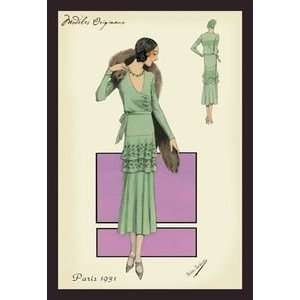 Modeles Originaur In Green   12x18 Framed Print in Gold Frame (17x23 