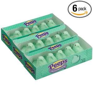 Marshmallow Peeps Green Chicks, 4.5 Ounce, 15 Count Boxes (Pack of 6)