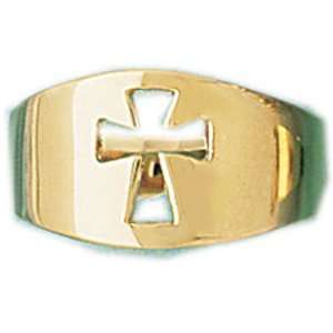  14kt Yellow Gold Cross Dome Ring Jewelry