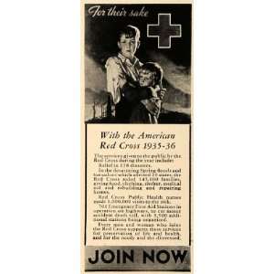  1936 Ad Red Cross Public Health Disaster Relief Sad Kid 