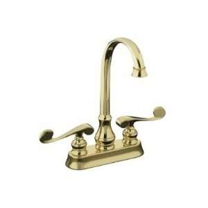  Kohler K 16112 4 PB Entertainment Sink Faucet w/Scroll 