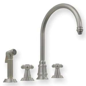 Evolution Double Cross Handle Widespread Bar Kitchen Faucet with Side 