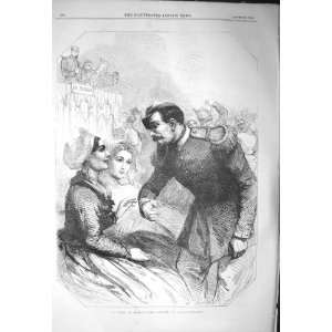  1856 SCENE FRANCE ROMANCE DANCE LA POLKA ANTIQUE PRINT 
