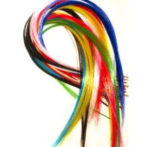   Synthetic Neon Colors Hair Extensions 18 Plus Bonus Ponytail Holder