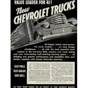 Value Leader For 41 New CHEVROLET TRUCKS  1941 CHEVROLET TRUCK 
