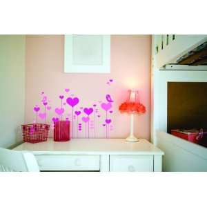  Removable Wall Decals Deco Heart Birds on Poles