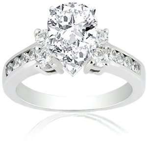  1.55 Ct Pear Shaped Diamond Classic Four Round Engagement 