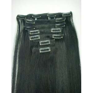 Pieces 19 20 Jet Black #1 Clip on in 100% Human Hair Extensions 80 