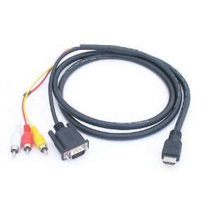  HDMI to 3RCA & VGA HD Video / Audio Cable 6 Feet 