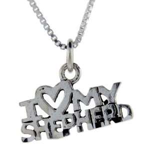 925 Sterling Silver I Love My Shepherd Talking Pendant (w/ 18 Silver 