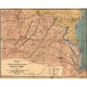  Civil War Map Map of Virginia, Maryland &c., seat of war 