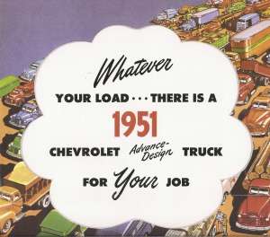 CHEVROLET 1951 Truck Sales Brochure 51 Chevy Pick Up  