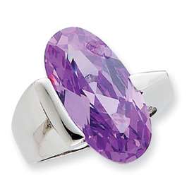 New Sterling Silver Lavender CZ Polished Ring Size 7  