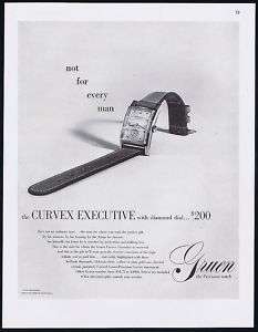 1947 Gruen Curvex Executive Watch Print Ad  