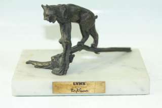 PHILLIP R GOODWIN SIGNED BRONZE LYNX SCULPTURE MARBLE LIMITED EDITION 