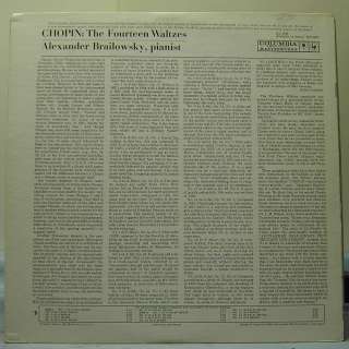 Brailowsky Chopin The 14 Waltzes Columbia 6 Eye LP NM  