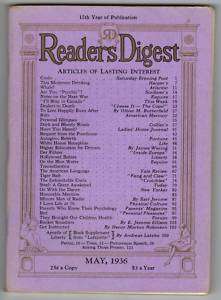 VINTAGE READERS DIGEST MAY 1936  