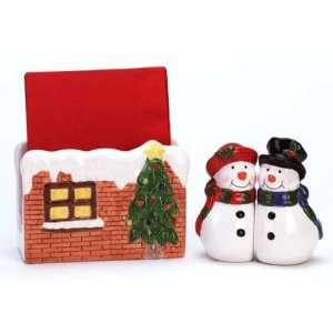  Snowman Salt and Pepper Brick House Napkin Holder