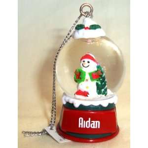  Aidan Christmas Snowman Snow Globe Name Ornament 