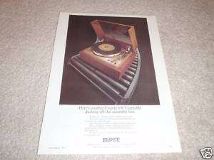 Empire 698 Turntable Ad,color,RAREarticle,1 page 1977  