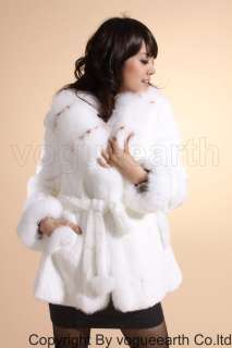 5070 new real fox rabbit fur 6 color midi coat/jacket  