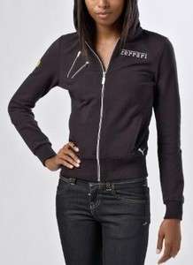 NEW Womens Puma Vintage FERRARI Hooded Sweat Jacket Black XS S M L 