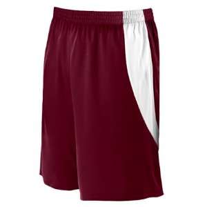 Alleson 556PY Youth Mock Mesh Basketball Shorts MA/WH   MAROON/WHITE 