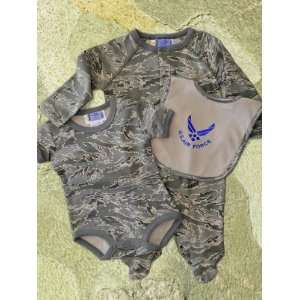 3720 3 piece Air Force ABU Tiger Stripe Camouflage Bib, Outfit, and 