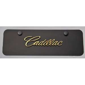  Cadillac 3D Logo on Black steel License Plate half size 