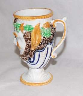 Antique English Prattware Pearlware Satyr Cup W/ Frog  