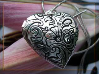 flower heart love silver picture locket charm pendant necklace 0133