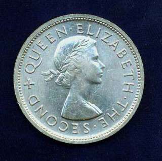 SOUTHERN RHODESIA ELIZABETH II 1953 1 CROWN SILVER COIN, CHOICE 