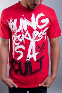 NEW MENS YOUNG & RECKLESS RED WHITE BLACK IS A CULT LOGO TEE T SHIRT 