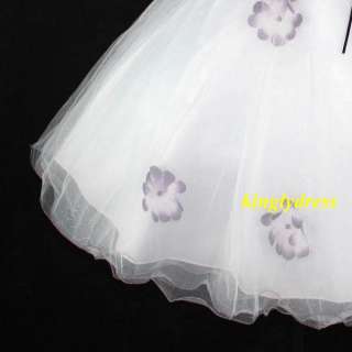 NEW Flower Girl Pageant Wedding Princess Dress Purple White Size 5, 6 