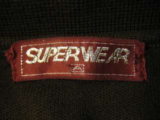 Vintage Mens Sweater L Superwear Cardigan Brown Wool Acrylic Blend VTG 