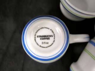 Starbucks Demitasse Blue Striped Cups Lot x 4 Teacups  