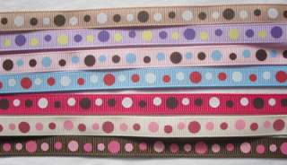 Polka Eco Grosgrain Ribbons 3/8 9mm By Colour&QTY  